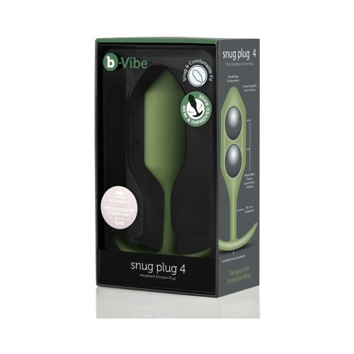 b-Vibe Snug Plug 4 Weighted Silicone Anal Plug Army - Enhanced Pleasure