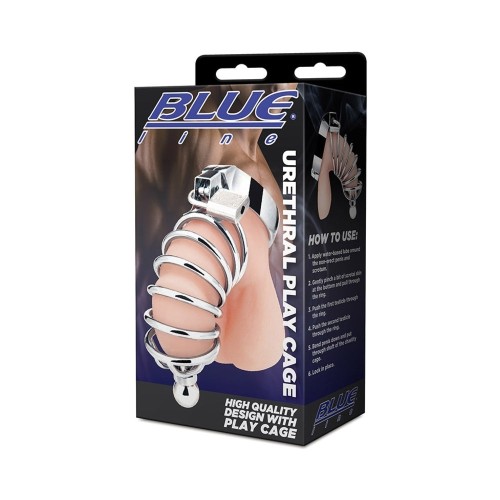 Blue Line Urethral Play Cock Cage for Enhanced Sensation