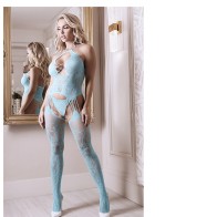 Fantasy Lingerie Malla Sheer On Cloud 9 & Tanga Celeste O/S