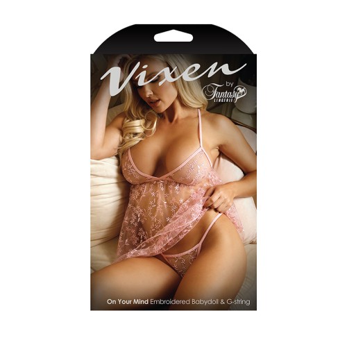 Fantasy Lingerie Vixen On Your Mind Babydoll & G-String Light Pink