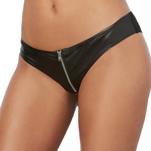 Dreamgirl Faux-Leather Cheeky Panty with Zipper