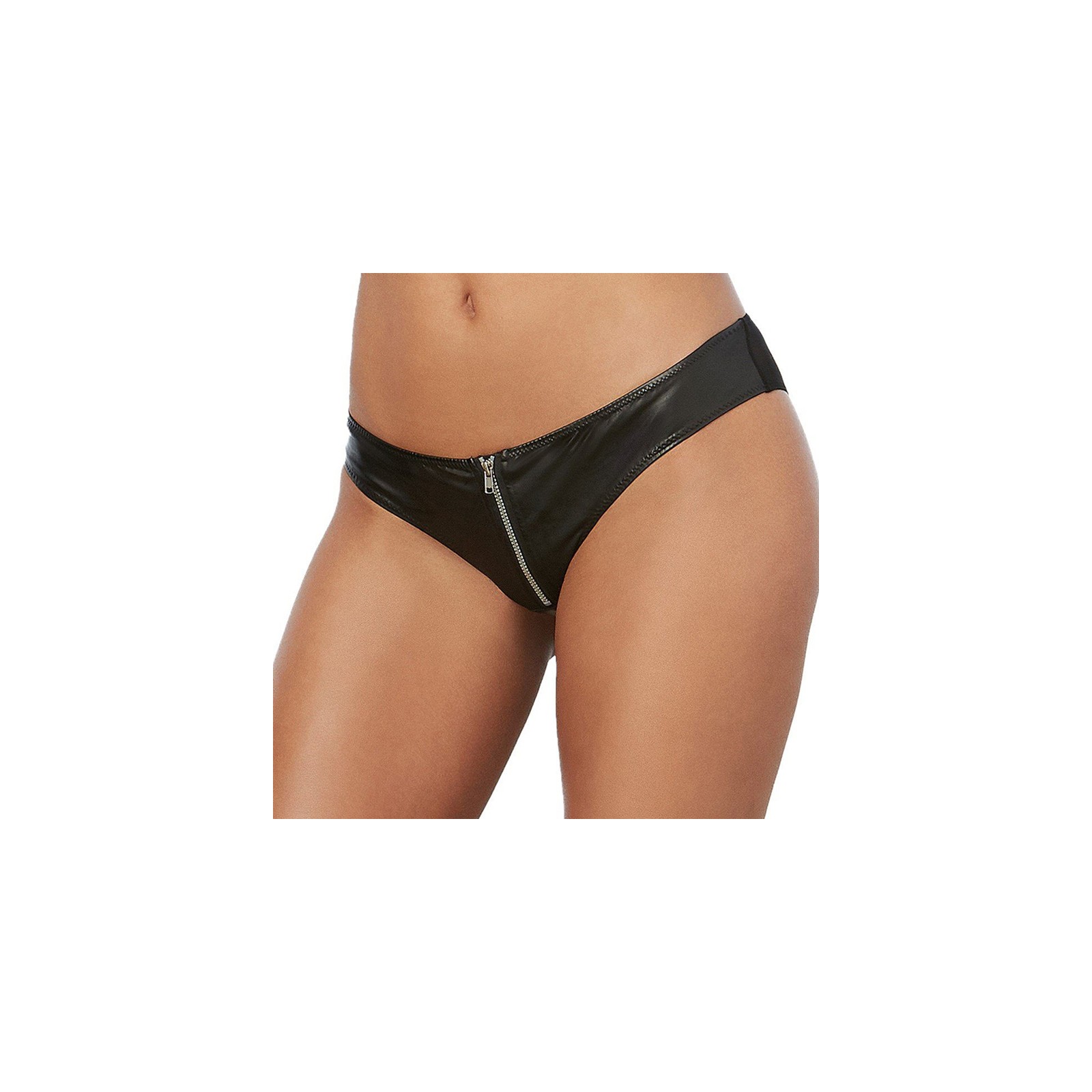 Panty Cheeky de Cuero Sintético Dreamgirl con Cremallera