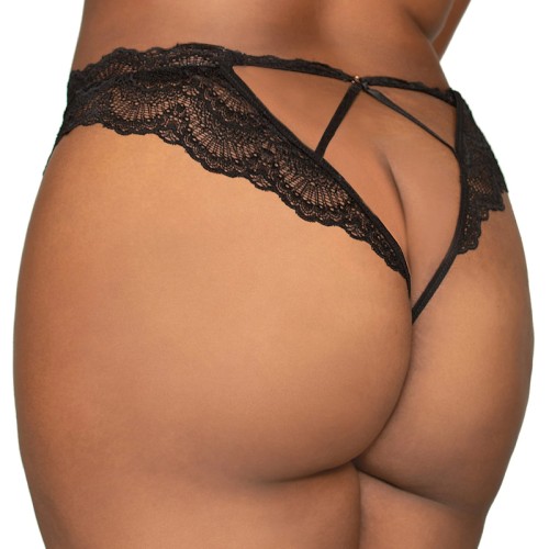 Tanga de Encaje Abierto Negra 2X de Dreamgirl