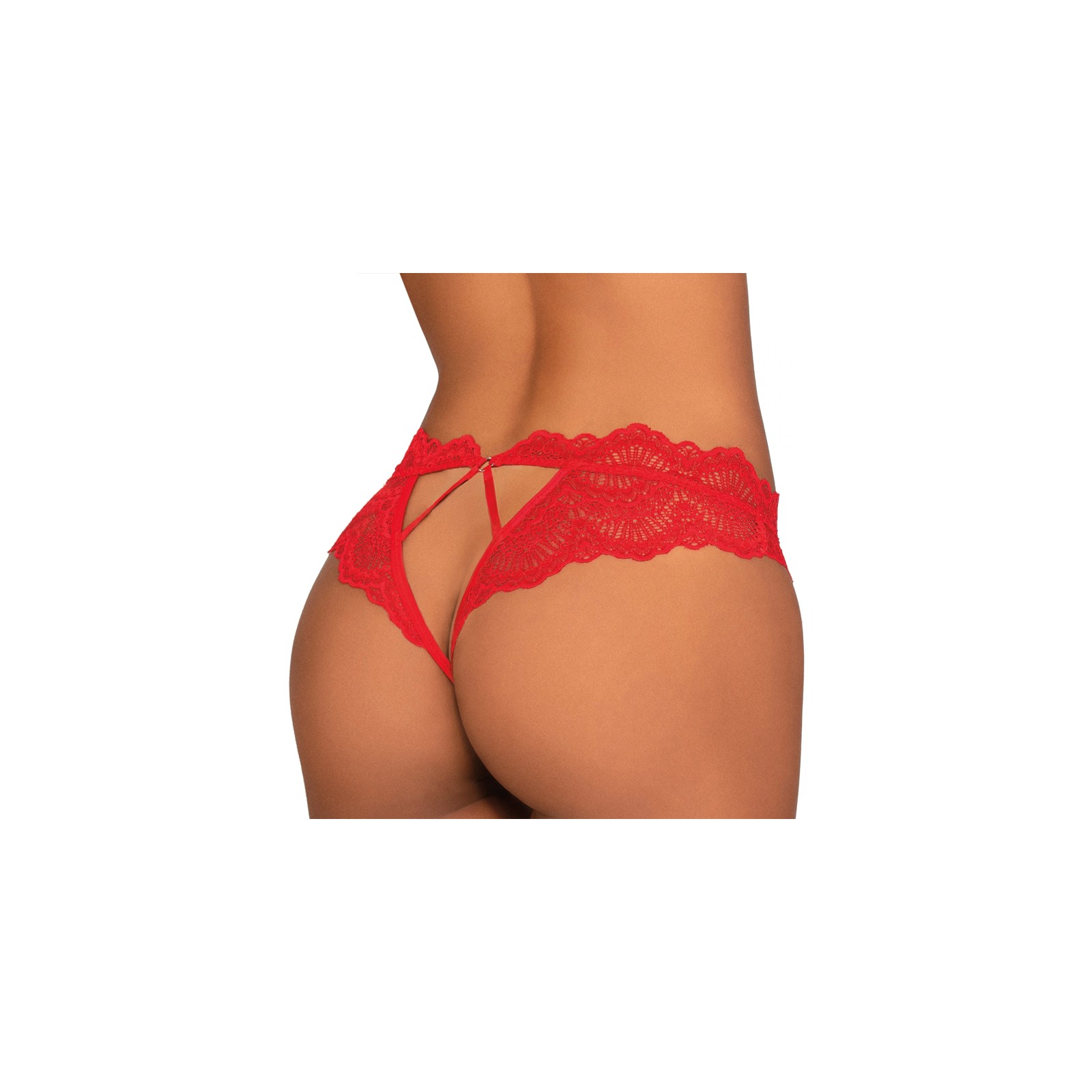 Dreamgirl Lace Tanga Open-Crotch Panty in Red