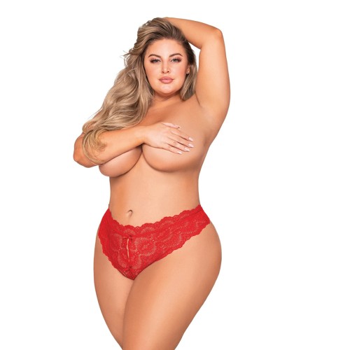 Dreamgirl Open-Crotch Lace Panty for Plus Size