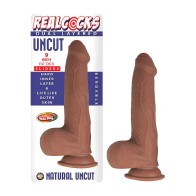 Realcocks Uncut Slider Dildo 9" Brown - Realistic Feel