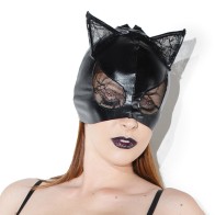 Wetlook Cat Mask with Lace Eyes - Black O/S