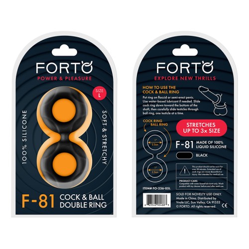 Forto F-81 Anillo Doble de Silicona Líquida Grande Negro