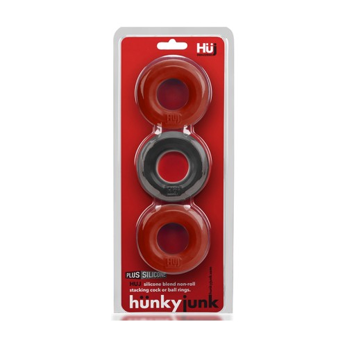 Paquete de 3 C-Rings Hunkyjunk HUJ3 Cherry/Tar Ice