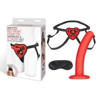 Lux Fetish Red Heart Strap-On and Dildo Set