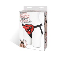 Lux Fetish Red Heart Strap-On and Dildo Set