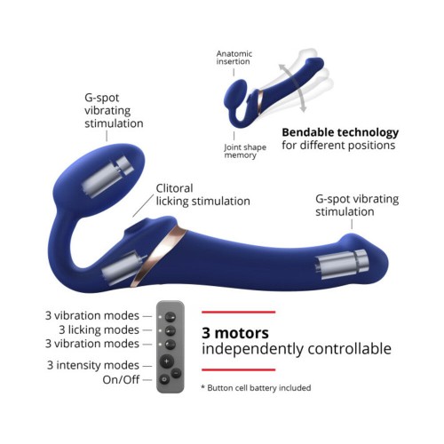 Strap-On Bendable Recargable Control Remoto Azul Noche L