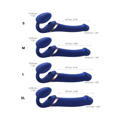 Strap-On Bendable Recargable Control Remoto Azul Noche L