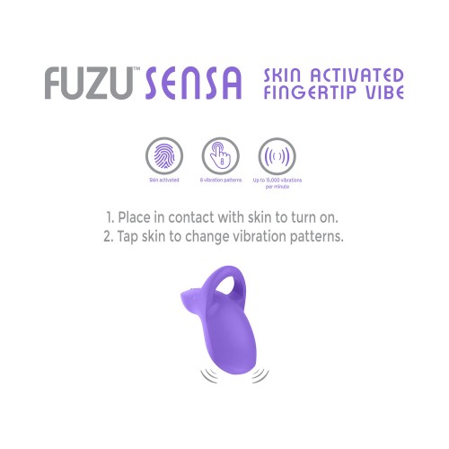 Vibrador de Punta de Dedo Activado por la Piel Fuzu Sensa Púrpura