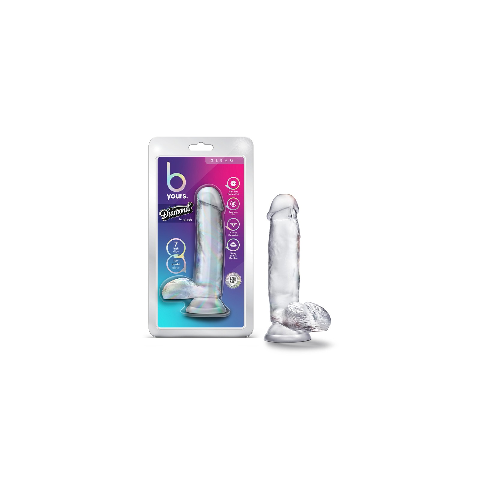 B Yours Diamond Gleam Dildo de 7 Pulgadas con Base de Succión