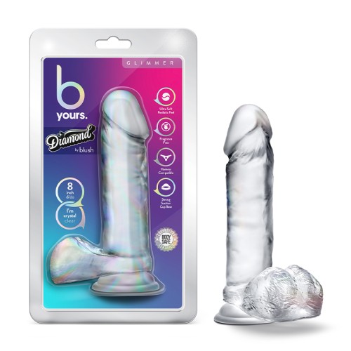 B Yours Diamond Glimmer 8-Inch Realistic Dildo with Balls Clear