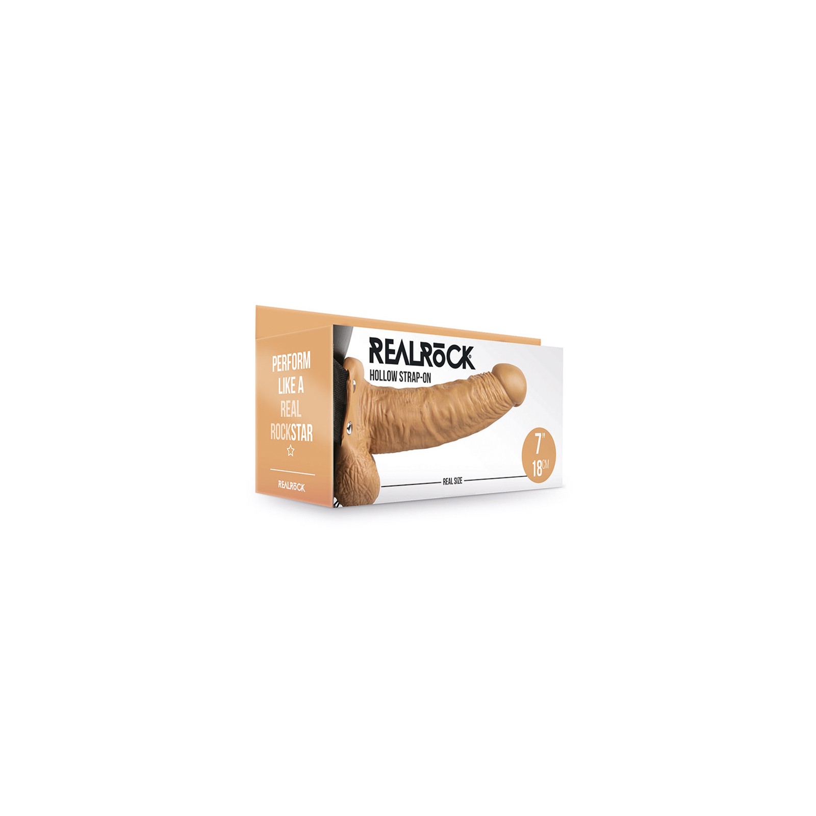 RealRock Dildo Hueco con Testículos 7 in. Tono Claro