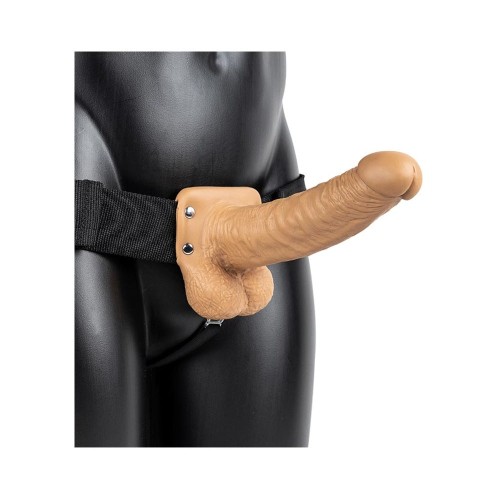 RealRock Dildo Hueco con Testículos 7 in. Tono Claro