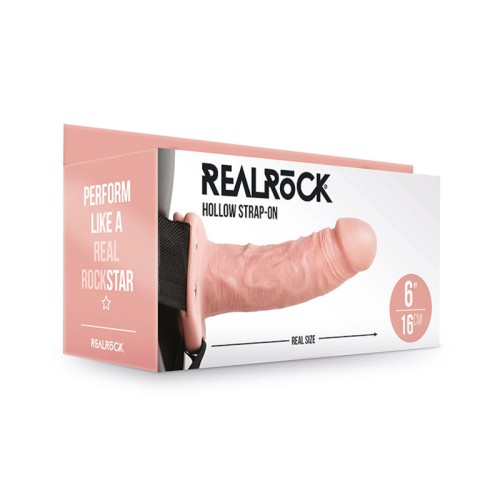 RealRock Realistic 6 in Hollow Strap-On Beige