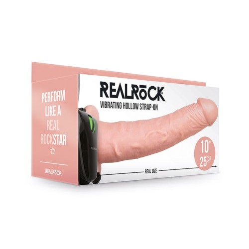 RealRock Realistic 10 in. Vibrating Hollow Strap-On Beige - Ultimate Performance Enhancement