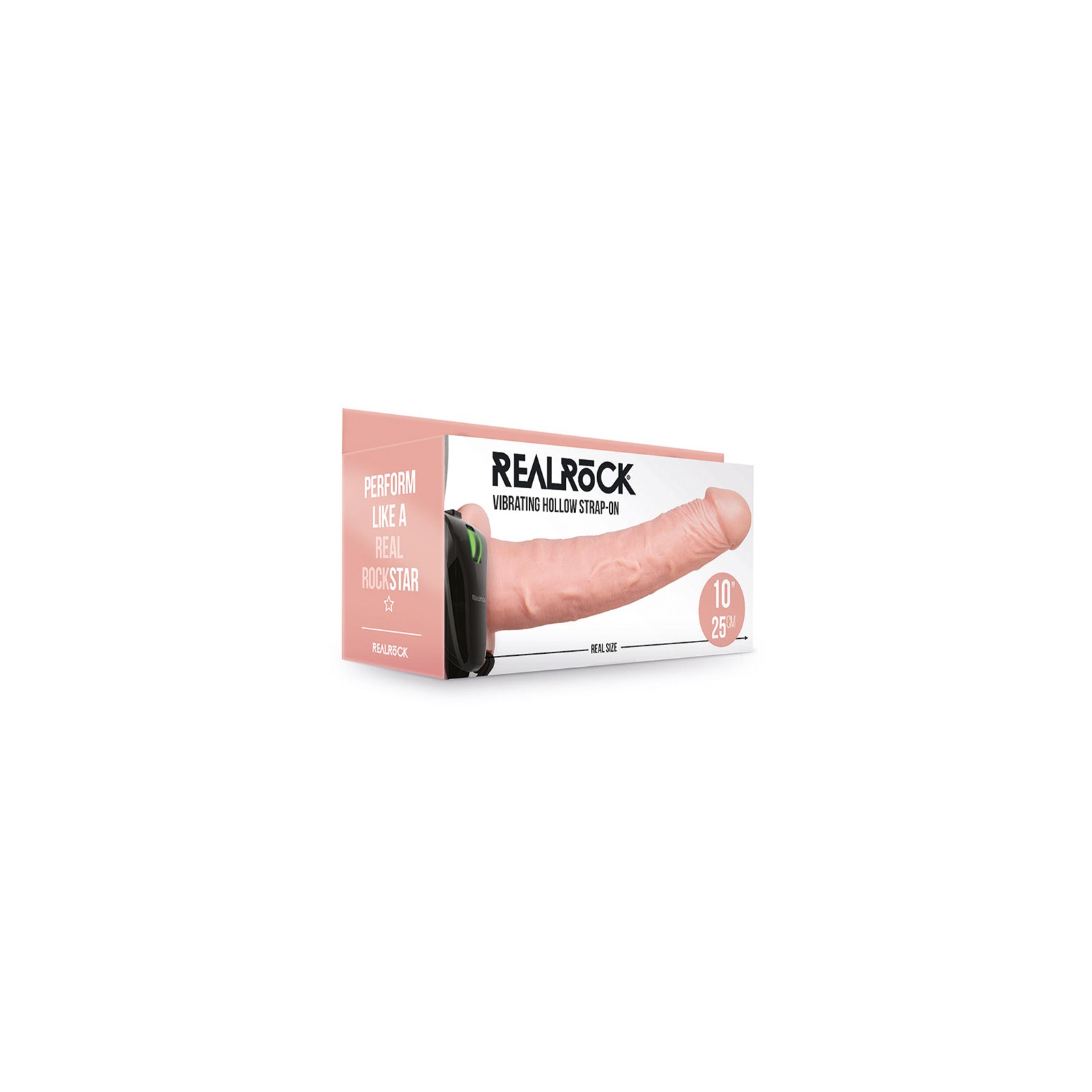 RealRock Strap-On Hueco Vibrador de 10 Pulgadas Beige - Mejora Definitiva del Rendimiento