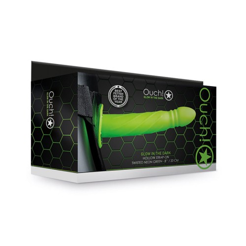 Ouch Strap-On Hueco Twisted que Brilla Verde Neón