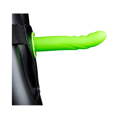 Ouch! Textured Curved Hollow Strap-On Glow in the Dark