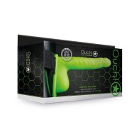 Ouch! Glow in the Dark Ribbed Hollow Strap-On 8 in.