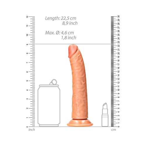 RealRock 8in Slim Dildo with Suction Cup for Realistic Pleasure