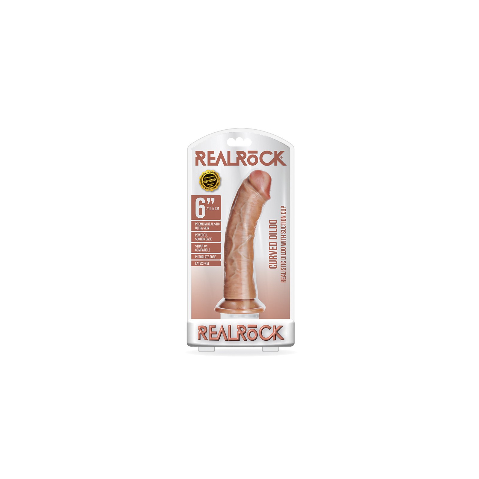 Dildo Realista Curvo RealRock de 6 in. con Ventosa Beige