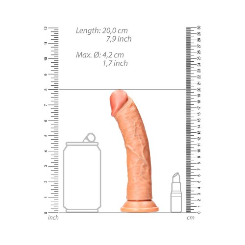 Dildo Realista Curvado de 7 in. con Ventosa Beige RealRock