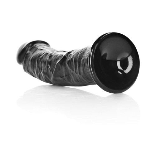 Dildo Curvo Realista de 7 in. con Ventosa RealRock Negro