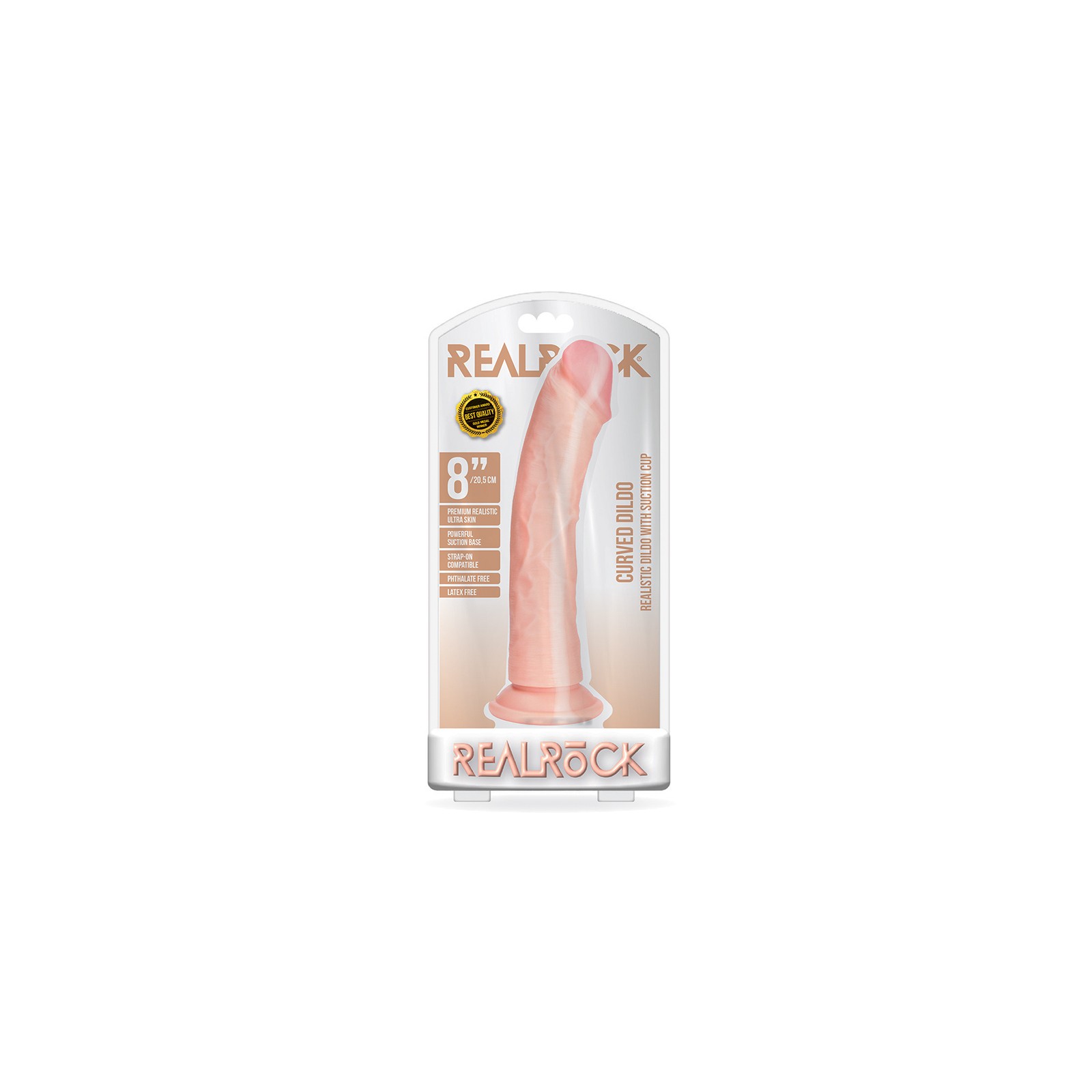 RealRock Curved Dildo with Suction Cup Beige