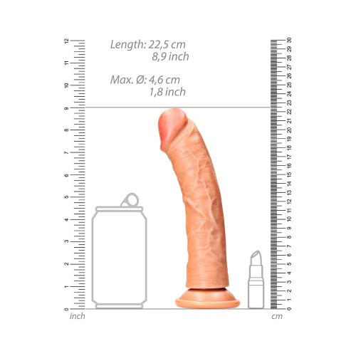 RealRock Realistic 8" Curved Dildo With Suction Cup Tan