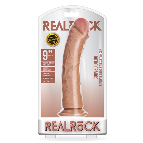 Dildo Curvado RealRock de 9 in. con Ventosa Beige