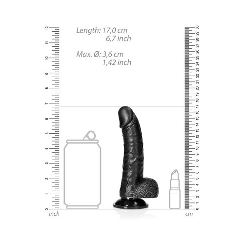 Dildo Curvado RealRock de 6 in. con Ventosa Negro