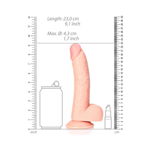 Dildo Curvado de 8" con Testículos y Ventosa RealRock