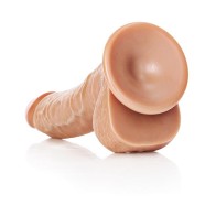 RealRock 8 in. Curved Dildo With Balls Tan