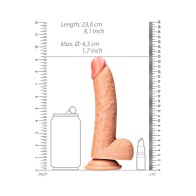 RealRock 8 in. Curved Dildo With Balls Tan