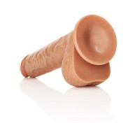 RealRock 10 in. Straight Dildo with Balls Tan