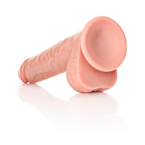 Dildo Recto Realista RealRock de 11 Pulgadas con Bolas y Ventosa Beige