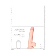 Dildo Recto Realista RealRock de 11 Pulgadas con Bolas y Ventosa Beige