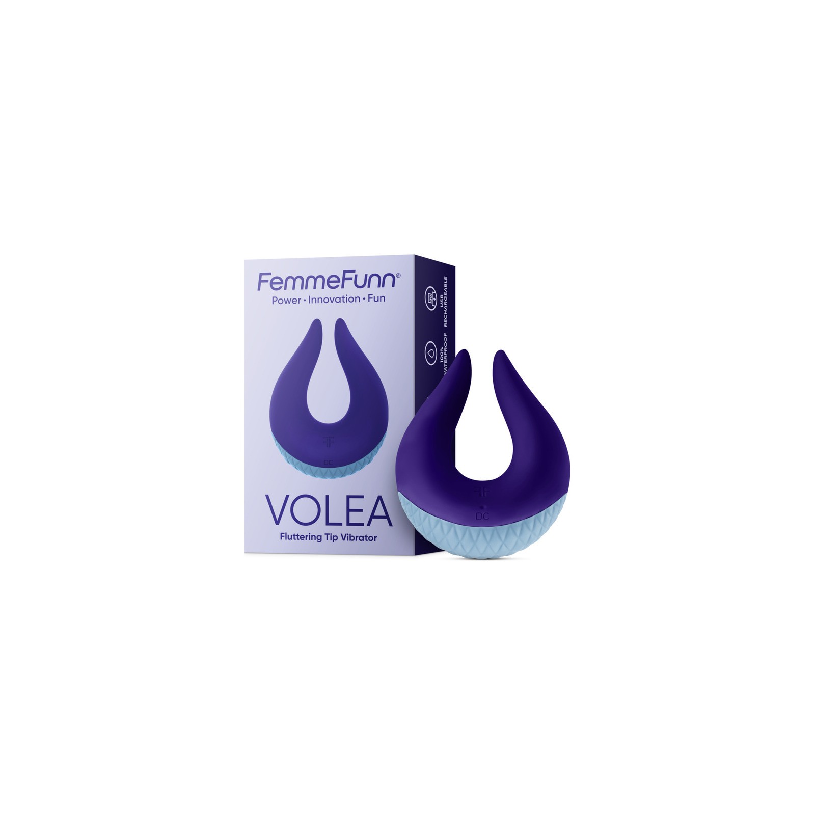 FemmeFunn Volea Rechargeable Silicone Fluttering Tip Vibrator Dark Purple