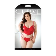 Fantasy Lingerie Curve Carmen Wetlook Bustier & Cage Panty in Red - Seductive Collection