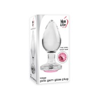 Glass Anal Plug with Pink Gemstone for Elegant Pleasure