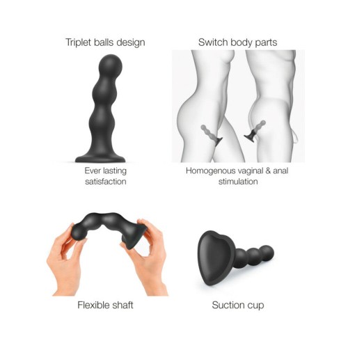 Dildo Plug con Bolas Strap-On-Me Híbrido Negro XXL