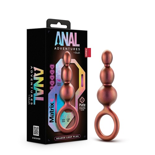 Plug de Bucle de Silicona Con Perlas Anal Adventures Matrix Cobre