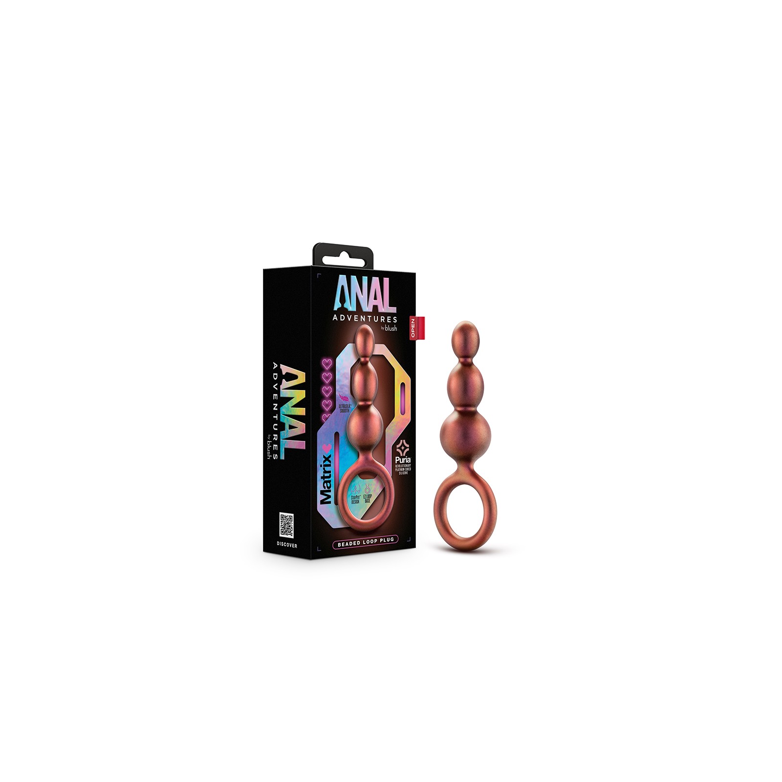 Plug de Bucle de Silicona Con Perlas Anal Adventures Matrix Cobre