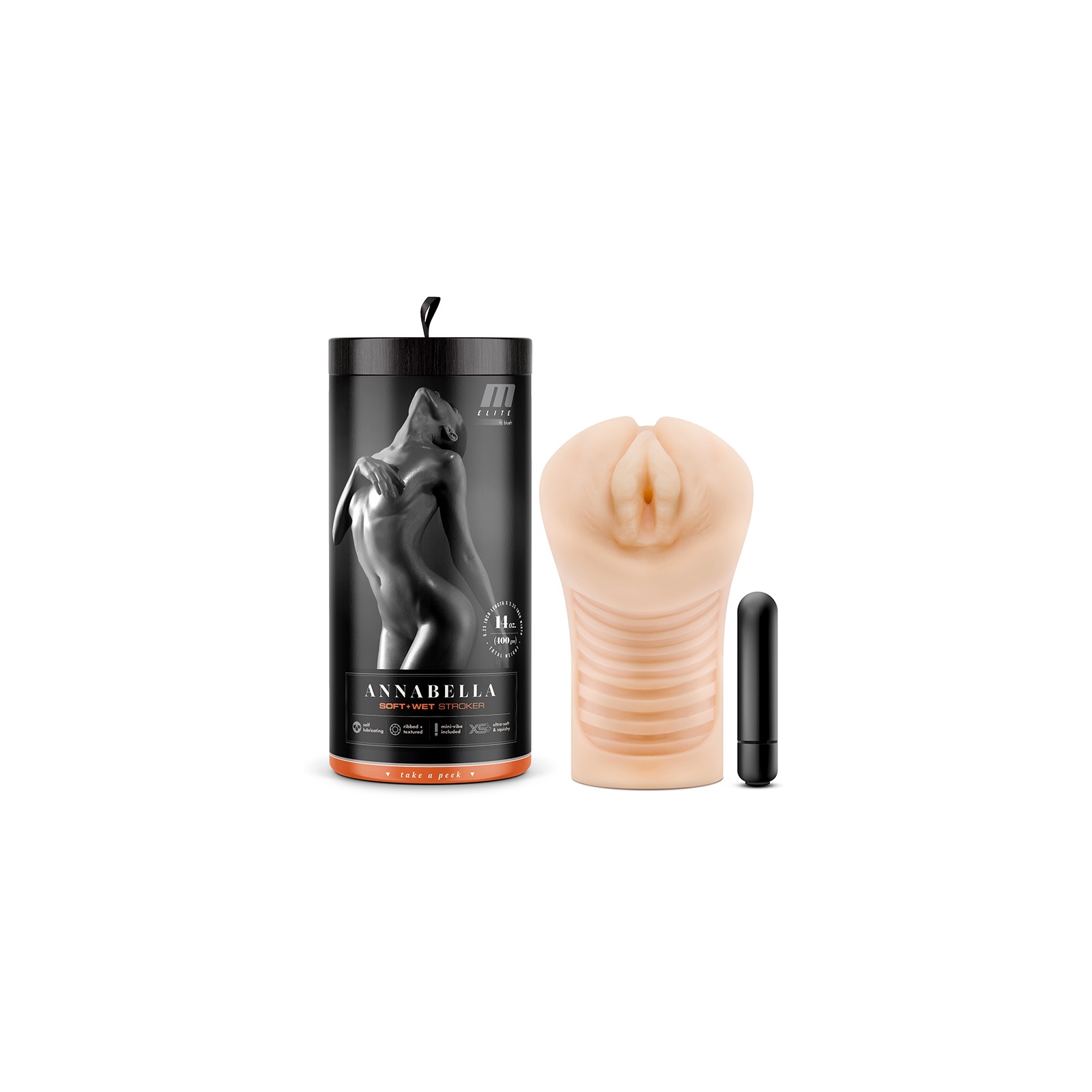 M Elite Suave + Húmedo Annabella Masturbador Vaginal con Vibrador Beige