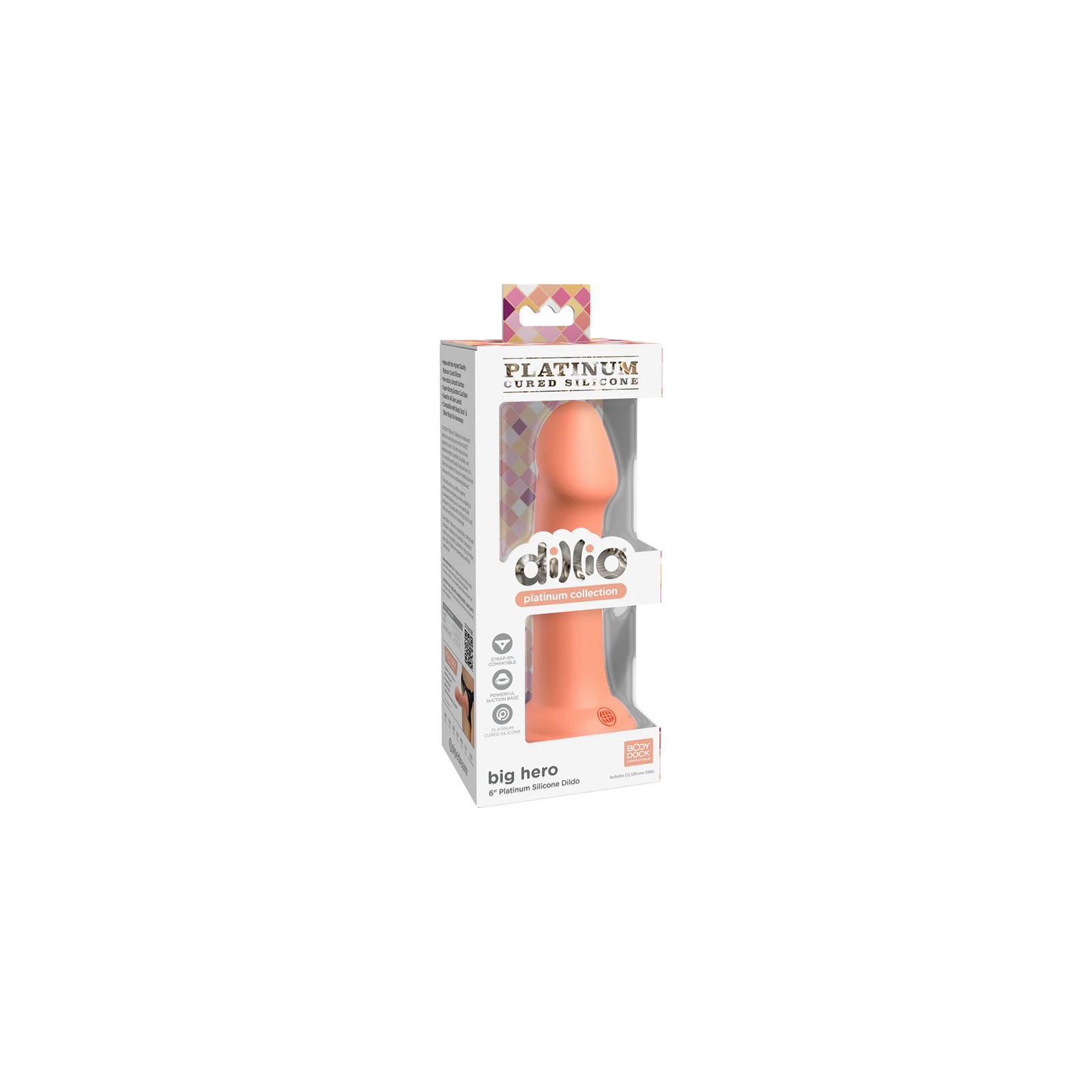 Dillio Platinum Big Hero Silicone Dildo Peach - High Quality